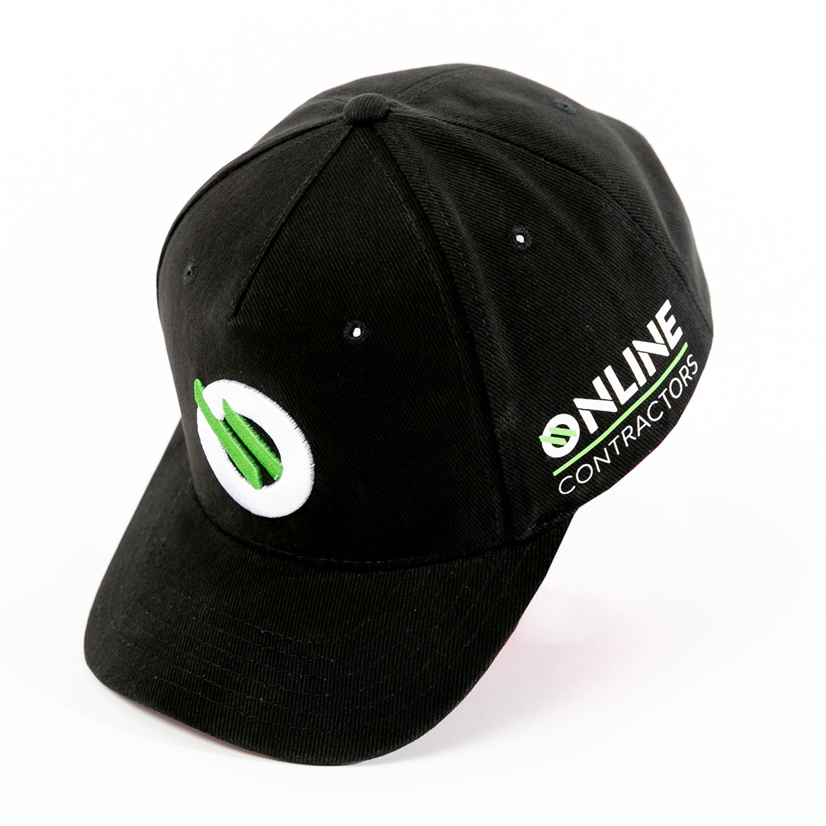 Headwear Slider Black cotton cap with 3D Puff Embroidery front logo and screen printed side logo
